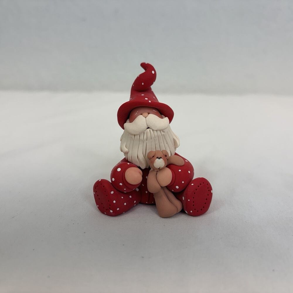 Unbranded Clay Santa In Pajamas With Teddy Bear Toy Figurine home decor, holiday